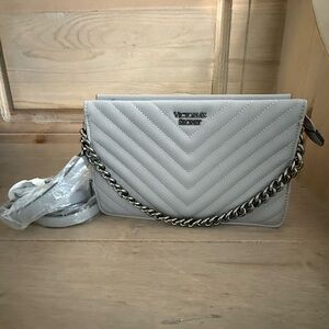 Victoria's Secret Signature Gray Quilted Crossbody Bag